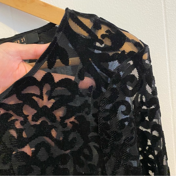 NWT Forever21 Late Night Vibes Sheer Velvet Burnout Bodycon Mini Dress - Picture 6 of 13